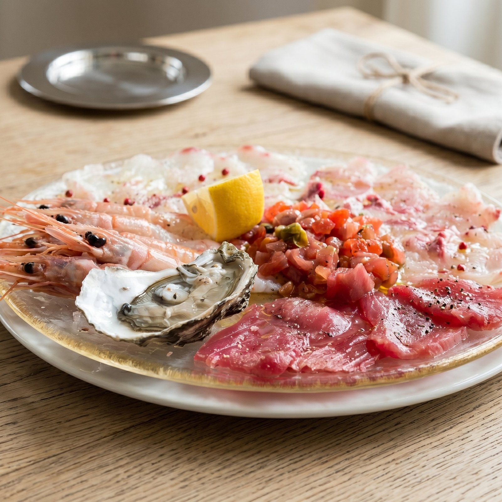 Crudi — piatto di pesce al ristorante Ai Tre Garofani